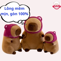 Gấu Bông Capybara Đeo Nón Gấu Dâu