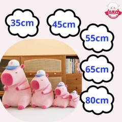 Gấu Bông Capybara Hồng Đeo Balo Mặc Áo Bóng Chày