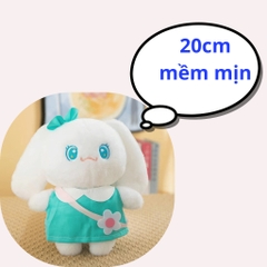 Gấu bông con thỏ trắng đứng mặc váy 20cm SALOME, Thú Nhồi Bông Trang Trí