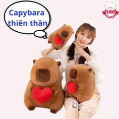 Gấu Bông Capybara Ôm Tim Cánh Thiên Thần