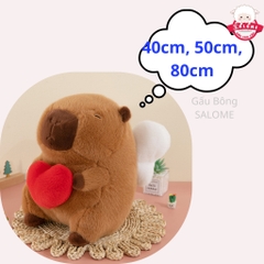 Gấu Bông Capybara Ôm Tim Cánh Thiên Thần