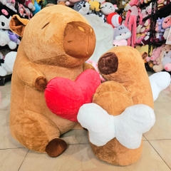 Gấu Bông Capybara Ôm Tim Cánh Thiên Thần