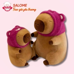 Gấu Bông Capybara Đeo Nón Gấu Dâu