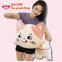 Gấu Bông Con Mèo Nằm Liếm Mép 75cm-1m1 Khổng Lồ Dễ Thương Cute SALOME Gối Ôm Con Mèo Hồng Gối Ôm Ngủ