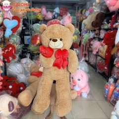 Gấu bông teddy xù  ôm trái tim đỏ một bên