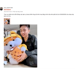 Gấu Bông Chó Shiba Ôm Trà Sữa