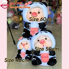 Gấu Bông Heo Nón Gấu Trúc Ôm Bình Sữa
