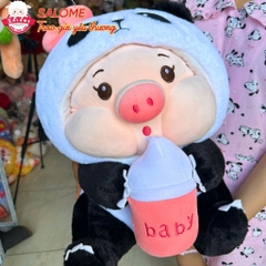 Gấu Bông Heo Nón Gấu Trúc Ôm Bình Sữa