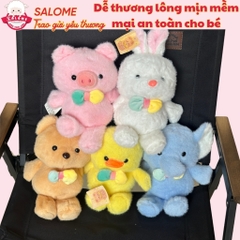 Gấu Bông Nhỏ Chó mèo đeo nơ dễ thương Size 22cm TPHCM SALOME thú bông mini Cho Bé Trai Bé Gái