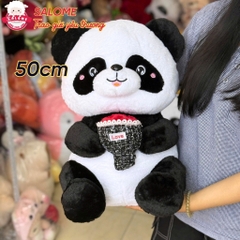 Gấu bông gấu trúc ôm bó hoa