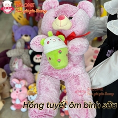 Gấu bông tedđy ôm trà sữa