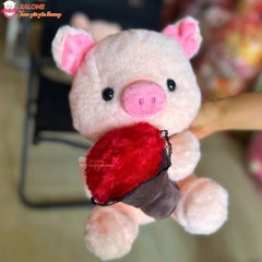 Gấu Bông Heo Hồng Ôm Hoa Mini 30cm SALOME, Thú bông heo ôm bông Cao Cấp Đồ Chơi Trang Trí Cho Bé