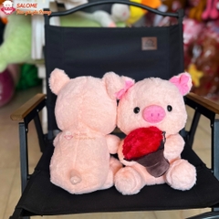 Gấu Bông Heo Hồng Ôm Hoa Mini 30cm SALOME, Thú bông heo ôm bông Cao Cấp Đồ Chơi Trang Trí Cho Bé