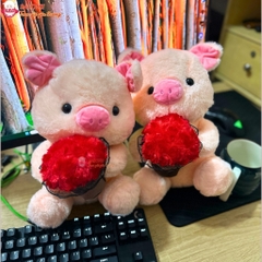 Gấu Bông Heo Hồng Ôm Hoa Mini 30cm SALOME, Thú bông heo ôm bông Cao Cấp Đồ Chơi Trang Trí Cho Bé