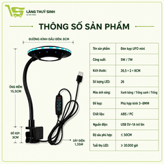 Đèn kẹp đĩa bay UFO RGB 5W cho bể mini