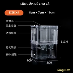 Lồng Đẻ Cho Cá Bằng Mica Trong Suốt, Hộp Ấp Dưỡng Cá Bảy Màu Cá Bệnh Nhiêu Kích Thước XS S M L