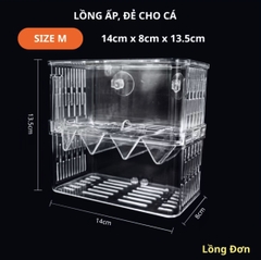 Lồng Đẻ Cho Cá Bằng Mica Trong Suốt, Hộp Ấp Dưỡng Cá Bảy Màu Cá Bệnh Nhiêu Kích Thước XS S M L