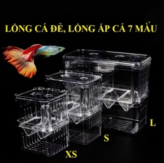 Lồng Đẻ Cho Cá Bằng Mica Trong Suốt, Hộp Ấp Dưỡng Cá Bảy Màu Cá Bệnh Nhiêu Kích Thước XS S M L