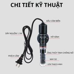 Máy Sưởi Bể Cá Mini Heater DEYAO 25W-50W-75W-100W, Cho Bể Cá Cảnh, Bể Thủy Sinh, Ổn Định Nhiệt Độ