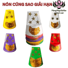 Mũ Nón cúng Sao Cửu Diệu tinh quân(5 Màu:Đỏ,Trắng,Tím,Vàng,Xanh)