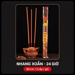 Nhang Cây Xoắn Giờ khoảng 12h,24h Đàn hương 69cm,80cm(Gói 3 Cây)