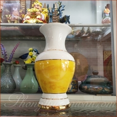 Bình Hoa Sứ Trắng Vàng