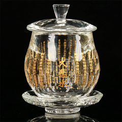 Chum nước Pha lê có đế,có nắp[Chú Đại Bi] 6.5*10cm