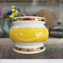 Lư Hương Sứ Trắng Vàng[11*9.5cm] (5 inch)