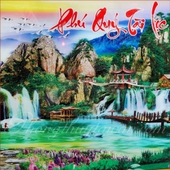 Tranh 3D Thác nước"Phú Quý Tài Lộc"-108*54cm(ký gửi)