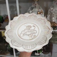 Dĩa trái cây sứ(trắng Bạch ngọc) -20*8cm