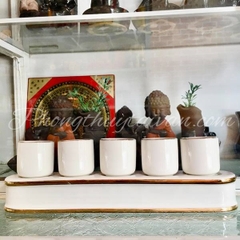 Khay Chum Sứ đế rời,không nắp(Trắng Trơn)-26*5*4cm