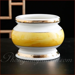 Lư hương sứ Trắng vàng (vân vàng)