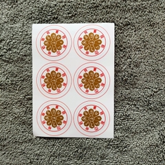 Miếng dán/Tem Bánh xe Pháp luân(chữ Phạn đỏ/tem 6)