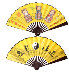 Quạt Tam Thanh Đạo Giáo Lụa(Cánh mở 60cm,Gập 33cm)