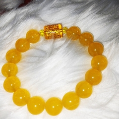 Vòng tay Đá khoáng tự nhiên vàng Chalcedony 14mm
