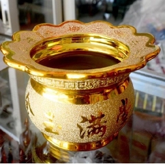 Lư hương sứ Kim sa có vành