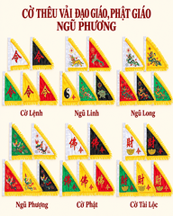 Cờ Vải Đạo Giáo thêu 2 mặt(Cờ Lênh,Cờ Phật,Ngũ Long,Tứ Linh....7 mẫu)