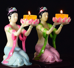 Tiên Nữ Dâng Đèn 10*12*18cm(Xanh Hồng)
