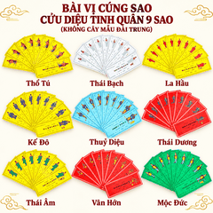 Bài vị LẺ cúng Sao Cửu Diêu Tinh Quân- KHÔNG CÂY CẮM(Mẫu Đài Trung)
