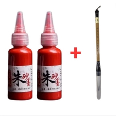Mực Chu Sa Hũ Đỏ 30m(2 hộp)+ Viết lông 2.0