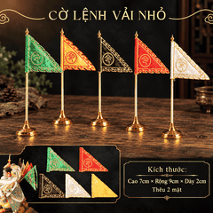 Combo Cờ vải Lệnh 2 mặt Mini có Đế [5 Cờ+ 5Thanh Cắm+5 Đế cắm]