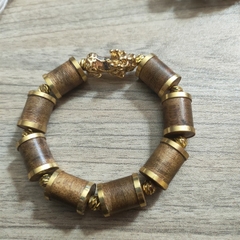 Vòng tay Mít banh Trúc bọc khuy Tỳ Hưu mạ 0.12mm (Lu)