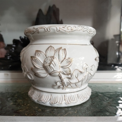 Lư hương sứ Trắng Bạch Ngọc 10*13cm