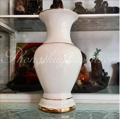 Bình hoa sứ Trắng trơn viền vàng(vm*c)- 10*23cm