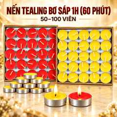 Nến viên Tealing 1h [50 viên ,100 viên] Đỏ,Vàng