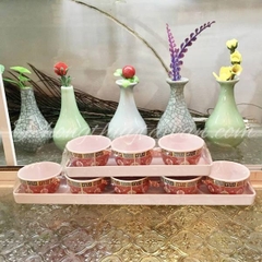 Khay Chum Mica đế rời,không nắp(Đỏ trắng)