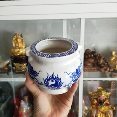 Lư hương sứ Rồng xanh tròn