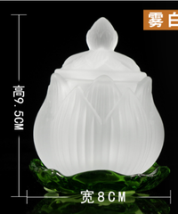 Chum nước Lưu ly có đế ,có nắp(Sen Bầu)-8*9.5cm