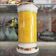 Ống Nhang sứ Trắng Vàng-10*20cm