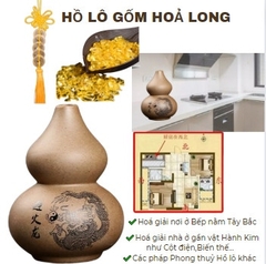 CB Hồ Lô Gốm Nâu không Nắp 6.5*8.2cm(hoá giải Hoả Tây Bắc)+Đá+Dây xu
